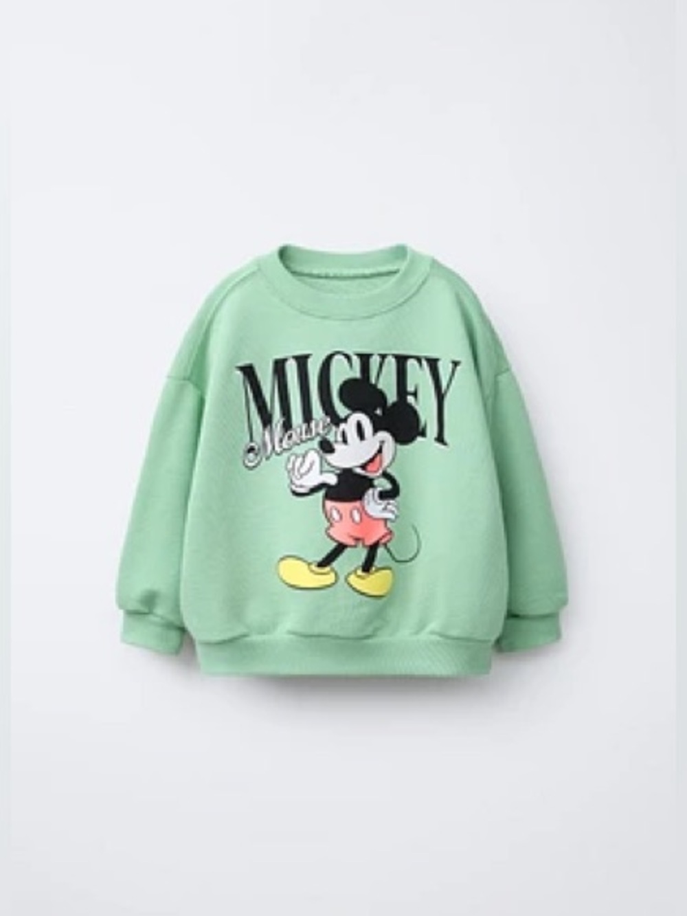 Zara Disney Mint Green Mickey Mouse Graphic Sweatshirt